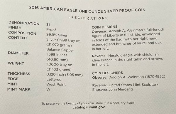 Hovedbilde USA:1 dollar 2016 American Eagle i etui med ...