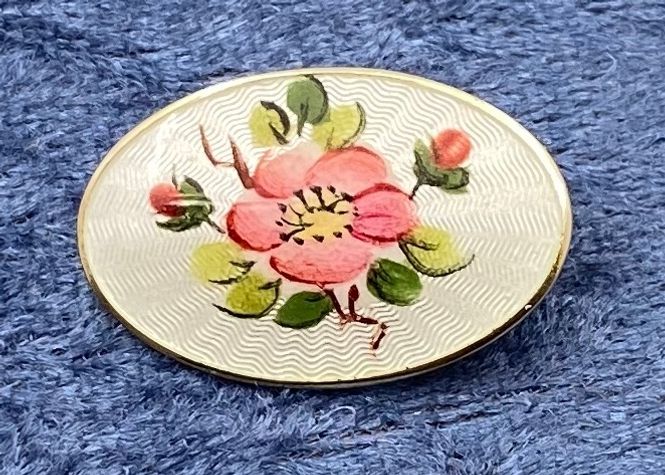 Hovedbilde Brosje 925 sølv med emalje og blomster motiv ...